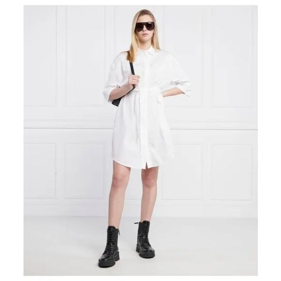 Armani Exchange Dresses & Skirts - NWT ARMANI EXCHANGE A|X White Quiet Luxury Collared Button Up Shirt Dress Sz 2